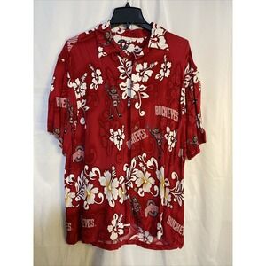 Spike Sports Ohio State Buckeyes Mens XL Red  Brutus Hawaiian Camp Shirt